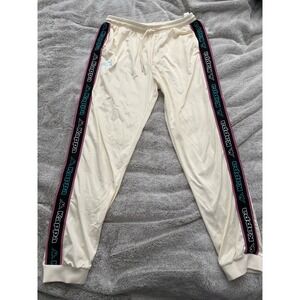 Kappa Banda Track Pants Cream Off White Pink Teal Side Tape Logo Joggers Mens L